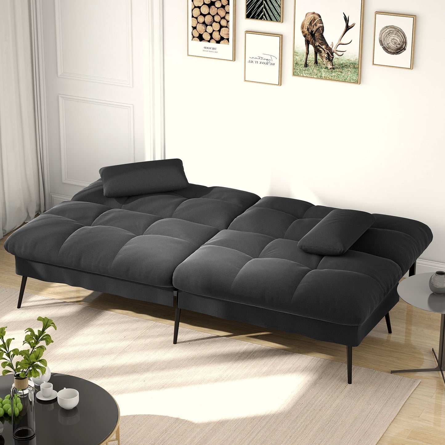 Comfort Black Convertible Futon Sofa Bed