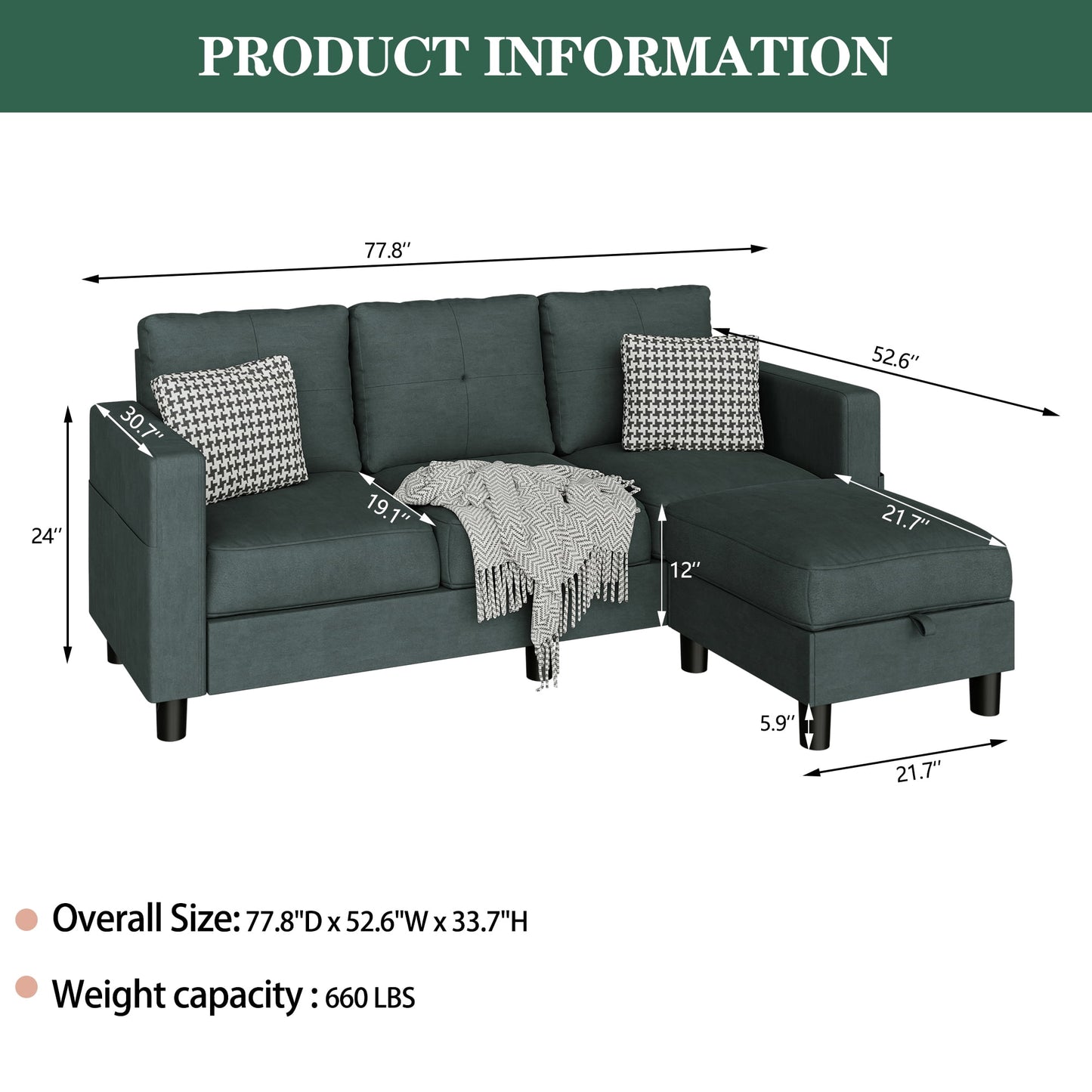 Sofa Couch L Shaped for Living Room