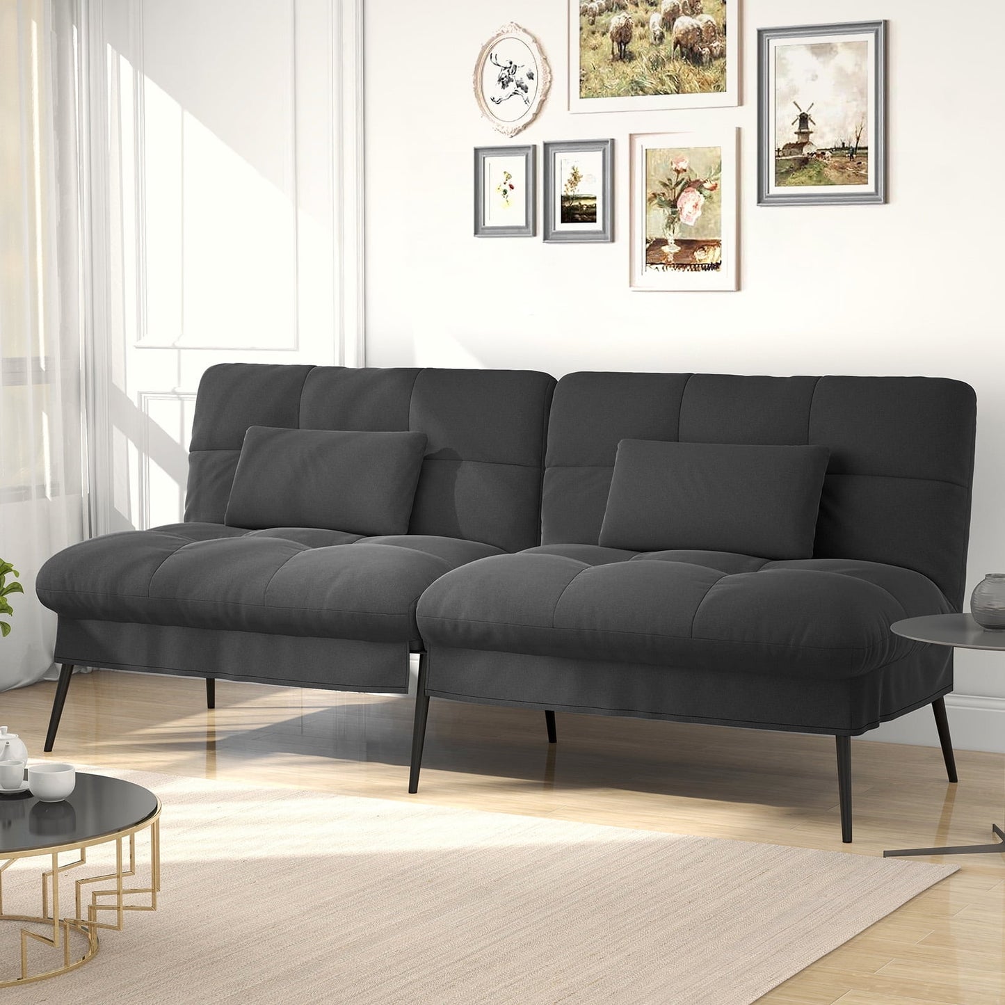 Comfort Black Convertible Futon Sofa Bed