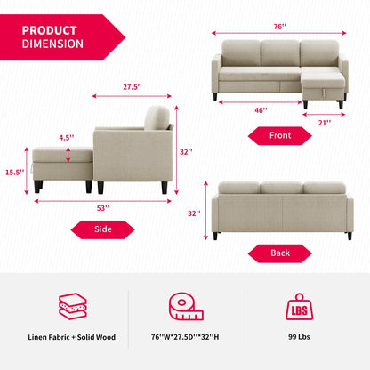 Sofa with Movable Ottoman