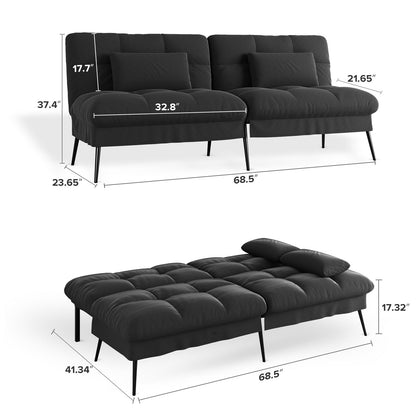 Comfort Black Convertible Futon Sofa Bed